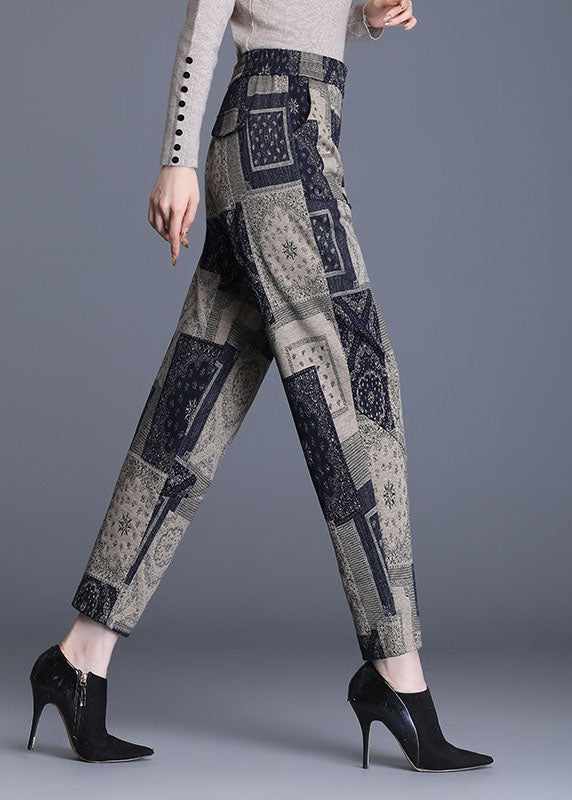 Fashion fashion Print Pockets Straight Fall Pants