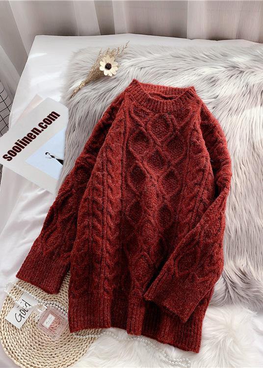 Fashion o neck baggy Sweater dresses Beautiful burgundy Tejidos knit dresses - bagstylebliss