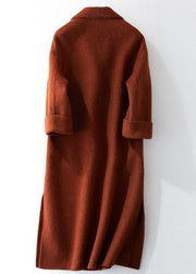 Fashion oversized trench coat half sleeve coats chocolate Notched Woolen Coats - bagstylebliss