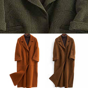 Fashion oversized trench coat half sleeve coats chocolate Notched Woolen Coats - bagstylebliss