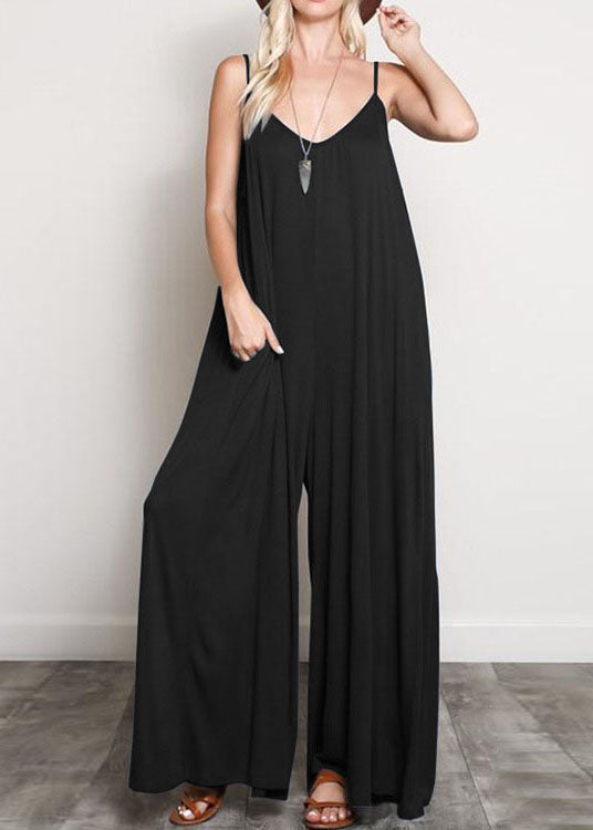 schwarzer Strap Jumpsuit Sommer