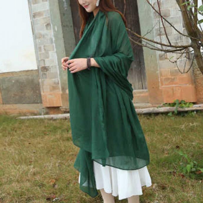 Female bib Korean wild long shawl wild green silk scarf - bagstylebliss