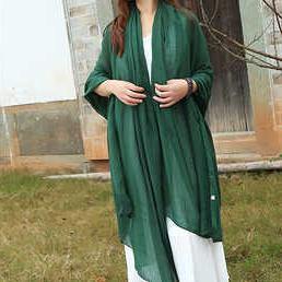 Female bib Korean wild long shawl wild green silk scarf - bagstylebliss