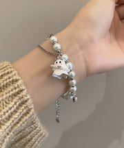 Fine Alloy Zircon Pearl Black White Ghost Two Piece Set Charm Bracelet