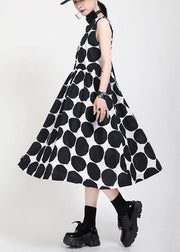 Fine Black Dot tie waist Summer Cotton Dress - bagstylebliss