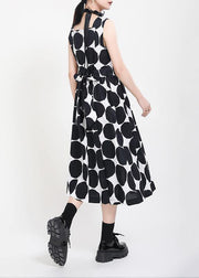 Fine Black Dot tie waist Summer Cotton Dress - bagstylebliss