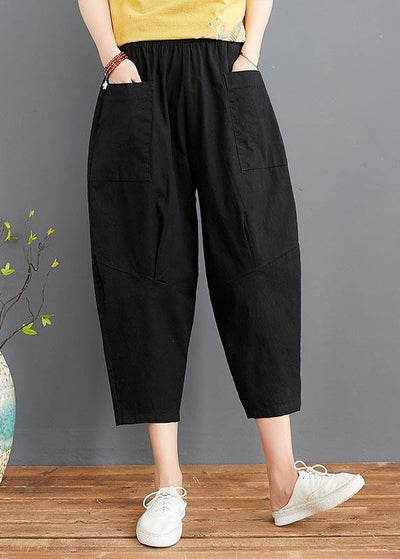 Fine Black Elastic Waist jeans Harem Pants Summer Cotton - bagstylebliss
