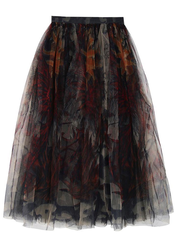 Fine Black Print Lace A Line Skirts Summer - bagstylebliss