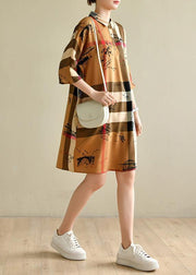 Fine Brown Striped Chiffon Summer Dress - bagstylebliss