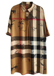 Fine Brown Striped Chiffon Summer Dress - bagstylebliss