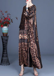 Fine Chocolate Leopard asymmetrical design Chiffon Party Dress Summer Spring - bagstylebliss