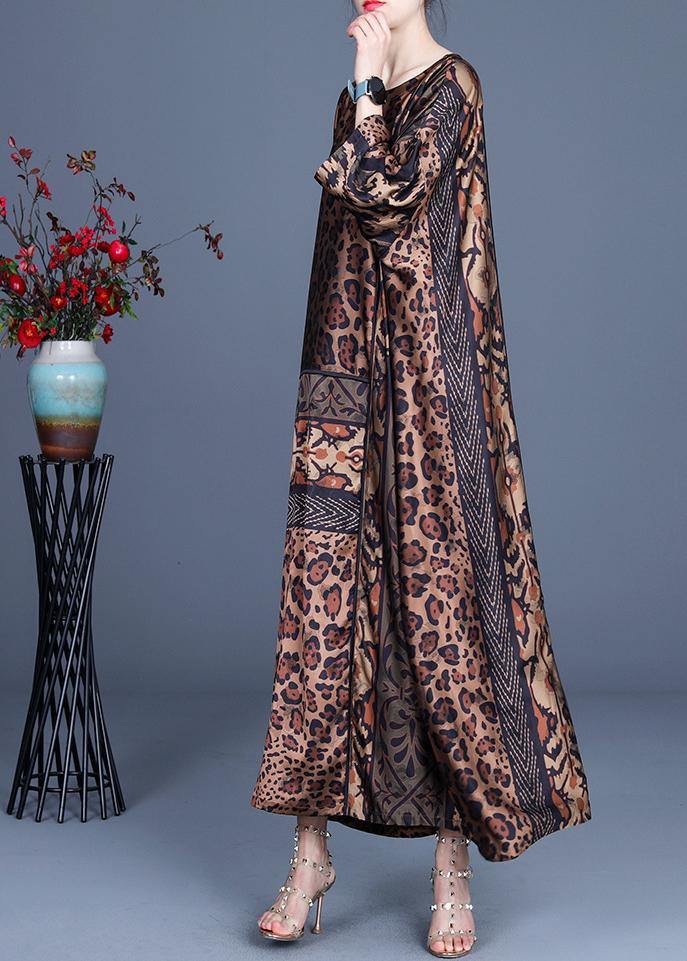 Fine Chocolate Leopard asymmetrical design Chiffon Party Dress Summer Spring - bagstylebliss