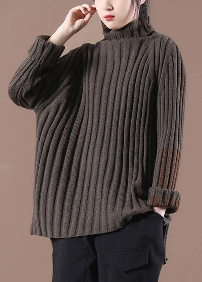Fine Chocolate Long Sleeve Low High Fall Cozy Sweater - bagstylebliss