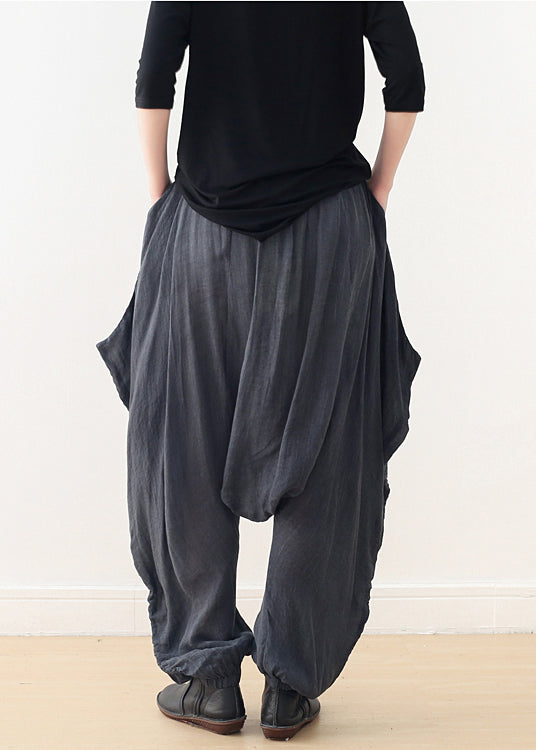 Fine Dark Grey Oversized Tie Dye Cotton Harem Pants Fall