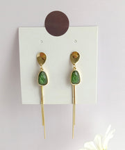 Fine Green Steling Silver Alloy Resin Tassel Drop Earrings