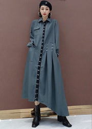 Fine Grey Asymmetrical Pockets Dresses Spring