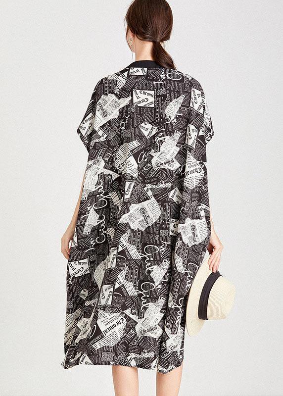 Fine Newspaper Print low High Design Button Pockets Summer Maxi Dresses - bagstylebliss