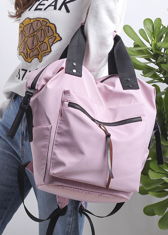 Rucksack-Tasche aus feiner rosa Baumwolle mit großem Fassungsvermögen