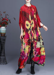 Fine Red Print asymmetrical design Long Summer Spring Dress - bagstylebliss