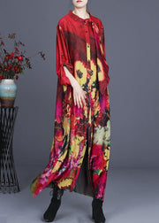 Fine Red Print asymmetrical design Long Summer Spring Dress - bagstylebliss