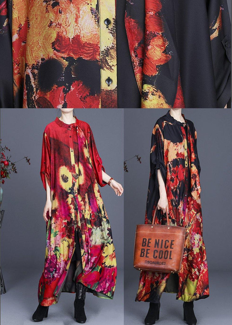 Fine Red Print asymmetrical design Long Summer Spring Dress - bagstylebliss