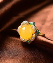 Fine Yellow Sterling Silver Beeswax Zircon Rings