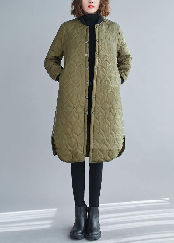 Fine army green winter coats trendy plus size snow o neck zippered overcoat - bagstylebliss