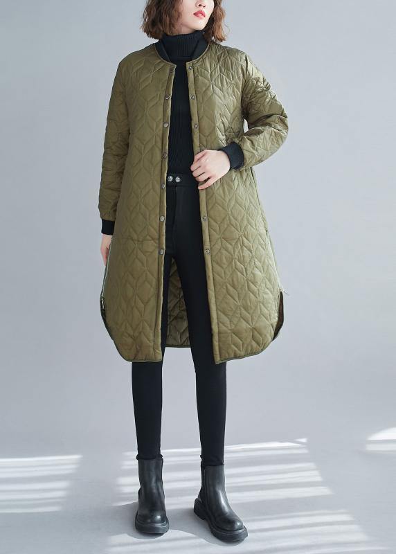 Fine army green winter coats trendy plus size snow o neck zippered overcoat - bagstylebliss