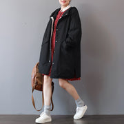 Fine black Winter coat Loose fitting hooded coat boutique big pockets long jackets