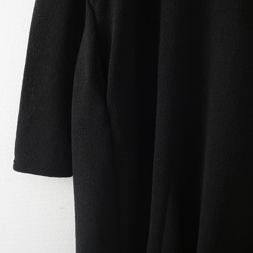 Fine black linen dress plussize V neck linen gown vintage hooded caftans