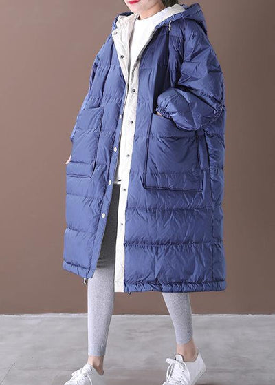 Fine blue goose Down coat plus size clothing snow jackets hooded pockets Luxury Jackets - bagstylebliss