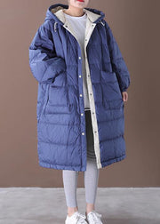 Fine blue goose Down coat plus size clothing snow jackets hooded pockets Luxury Jackets - bagstylebliss