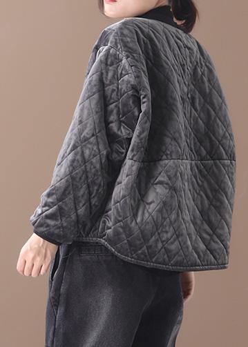 Fine gray winter outwear plus size clothing Jackets & Coats o neck thick outwear - bagstylebliss