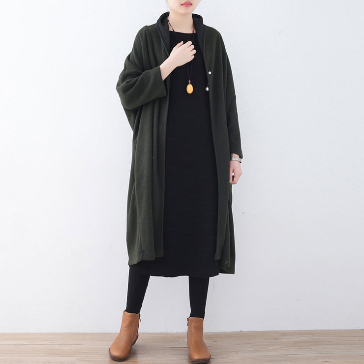 Fine green wool coats Loose fitting Winter coat women Winter coat