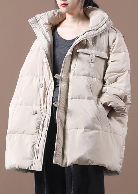 Fine khaki plus size clothing parka hooded zippered Elegant winter outwear - bagstylebliss