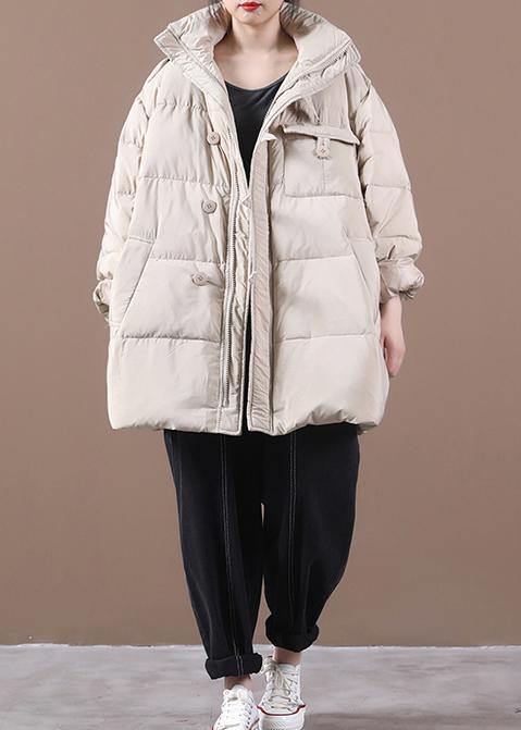 Fine khaki plus size clothing parka hooded zippered Elegant winter outwear - bagstylebliss