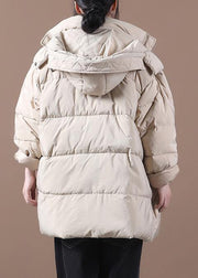 Fine khaki plus size clothing parka hooded zippered Elegant winter outwear - bagstylebliss