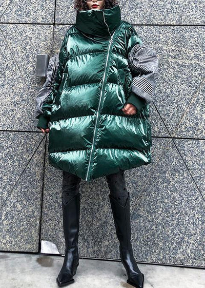 Fine oversize Jackets & Coats winter coats green thick high neck Parkas for women - bagstylebliss