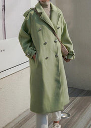 Fine plus size Winter coat back open coats green double breast wool coat for woman - bagstylebliss