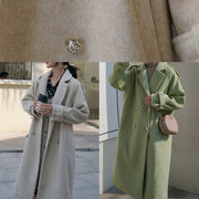 Fine plus size Winter coat back open coats green double breast wool coat for woman - bagstylebliss