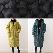 Fine plus size clothing winter jacket hooded coats green zippered down jacket woman - bagstylebliss