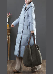 Fine plus size winter jacket coats blue hooded pockets warm coat - bagstylebliss