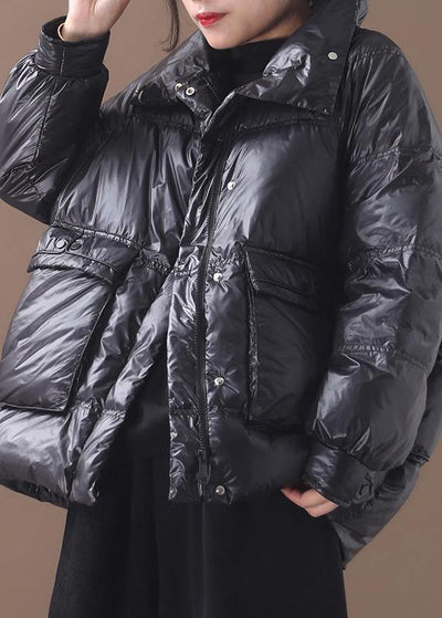 Fine plus size women parka winter overcoat black stand collar warm winter coat - bagstylebliss