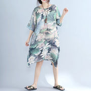 Fine prints chiffon dress plussize chiffon maxi dress boutique half sleeve asymmetric hem clothing dress