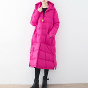 Feine rosarote Puffers Jacken Locker sitzende Daunenjacke Neue Winteroberbekleidung mit Kapuze Chinesischer Knopf