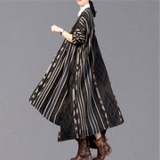 Fine striped long coat trendy plus size V neck asymmetric Coats Elegant Batwing Sleeve jackets