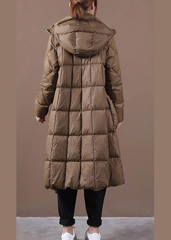 Fine Trendy Plus Size Cotton Jacket Winter Outwear Chocolate Hooded Zippered Cotton Coat - bagstylebliss