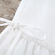 Feines weißes Leinenkleid aus reiner Baumwolle Oversize Freizeitkleid Boutique Ärmelloses O-Ausschnitt Kleid aus Baumwollleinen mit Kordelzug