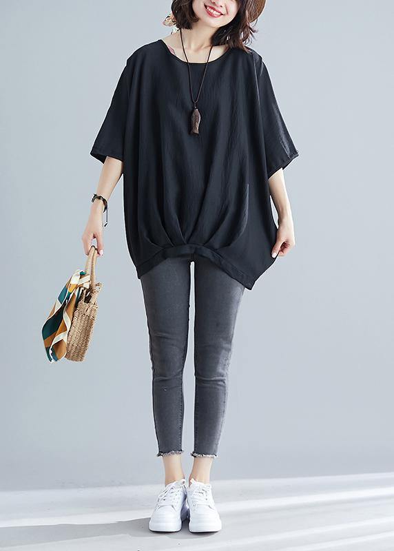 Fitted Black Batwing Sleeve Summer Tops - bagstylebliss