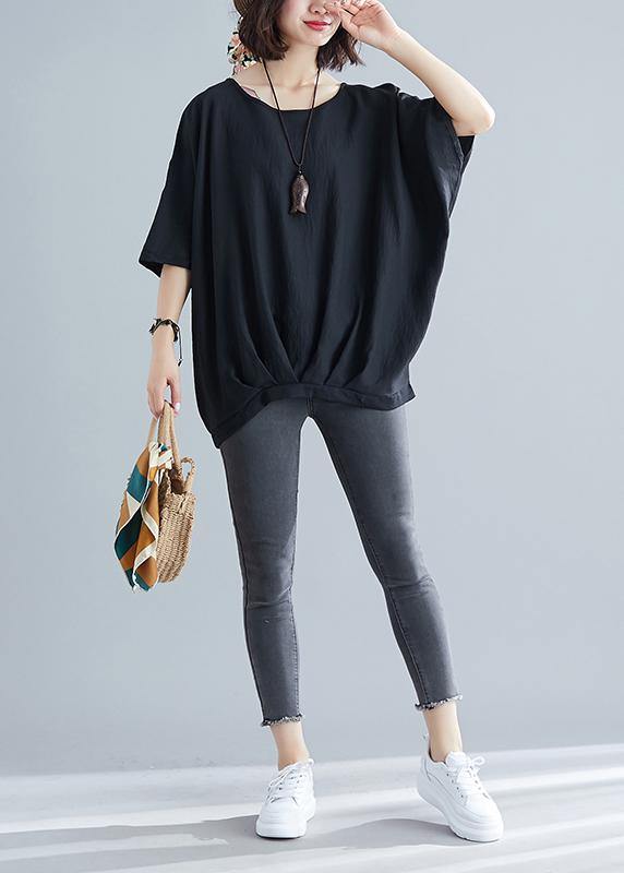 Fitted Black Batwing Sleeve Summer Tops - bagstylebliss